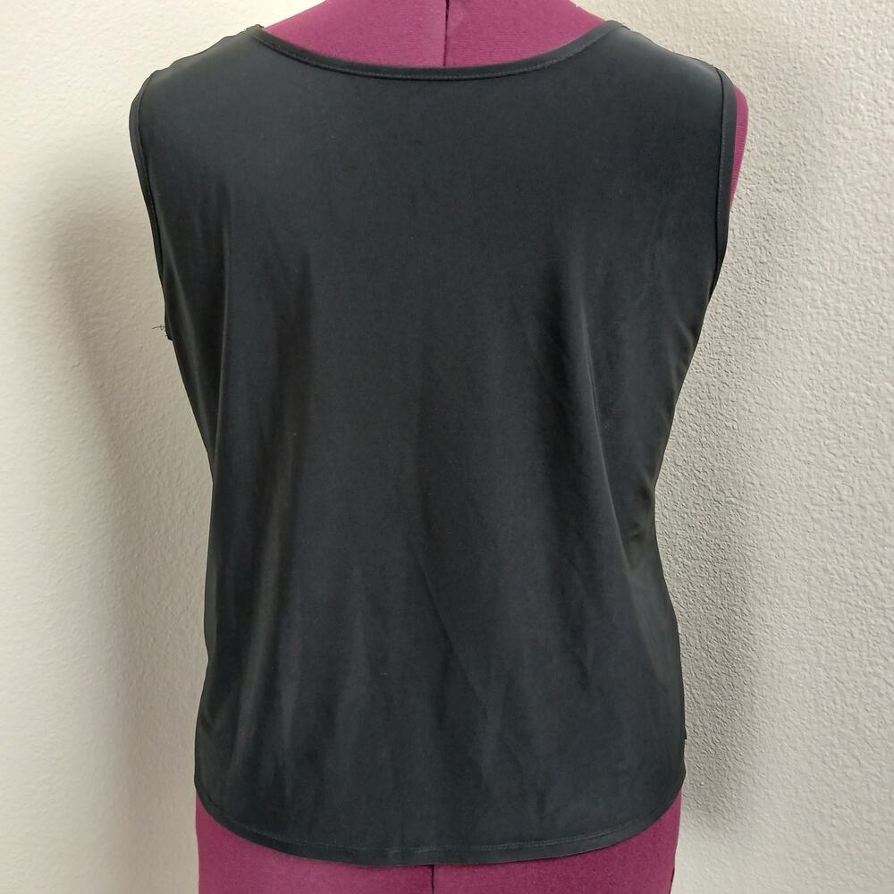 IC Collection black scoop neck tank top L vtg Y2K side slits summer layers USA - Picture 2 of 6